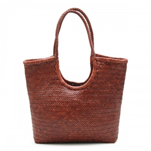 BROWN LEATHER DIAGONAL TOTE
