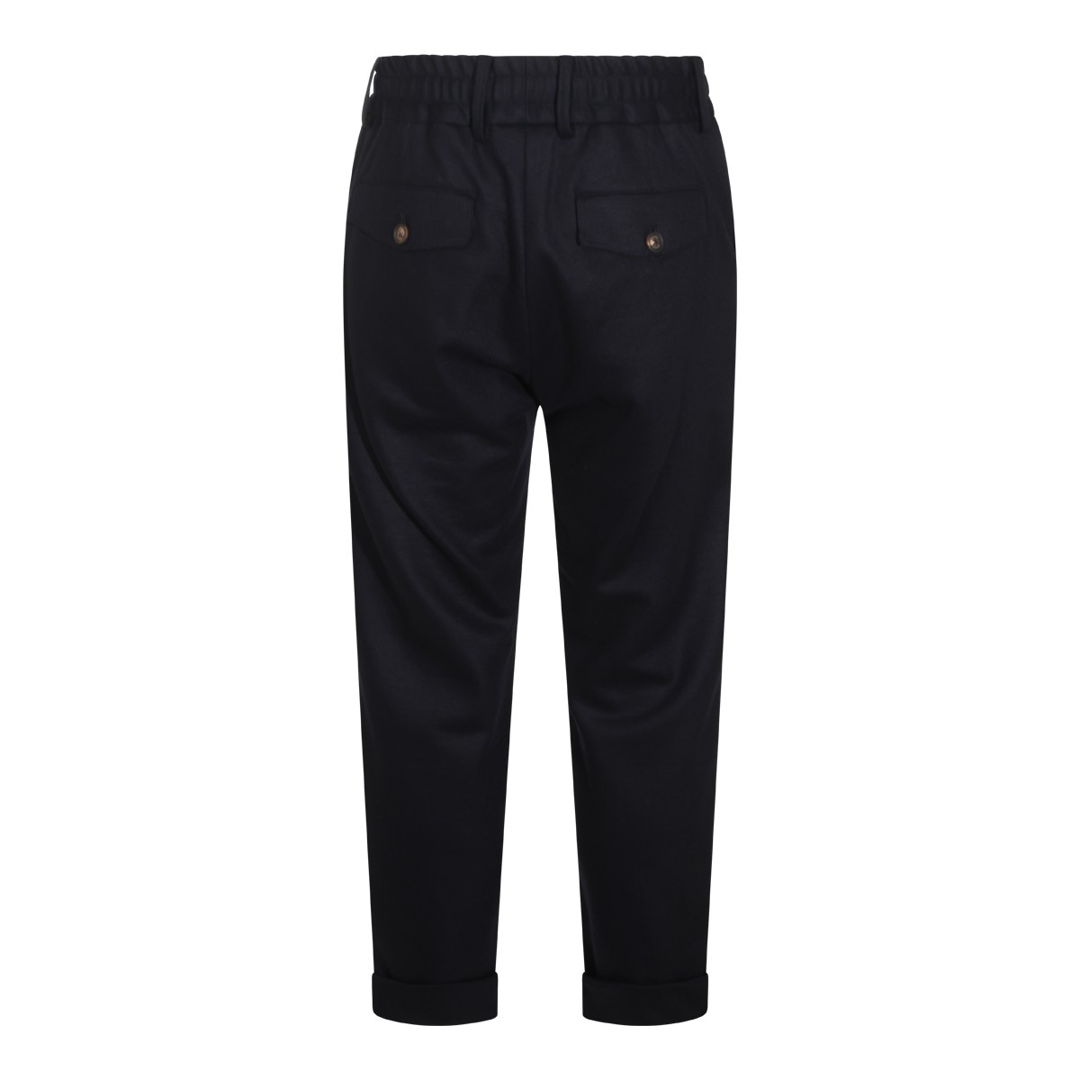 BLUE WOOL BLEND STRETCH PANTS