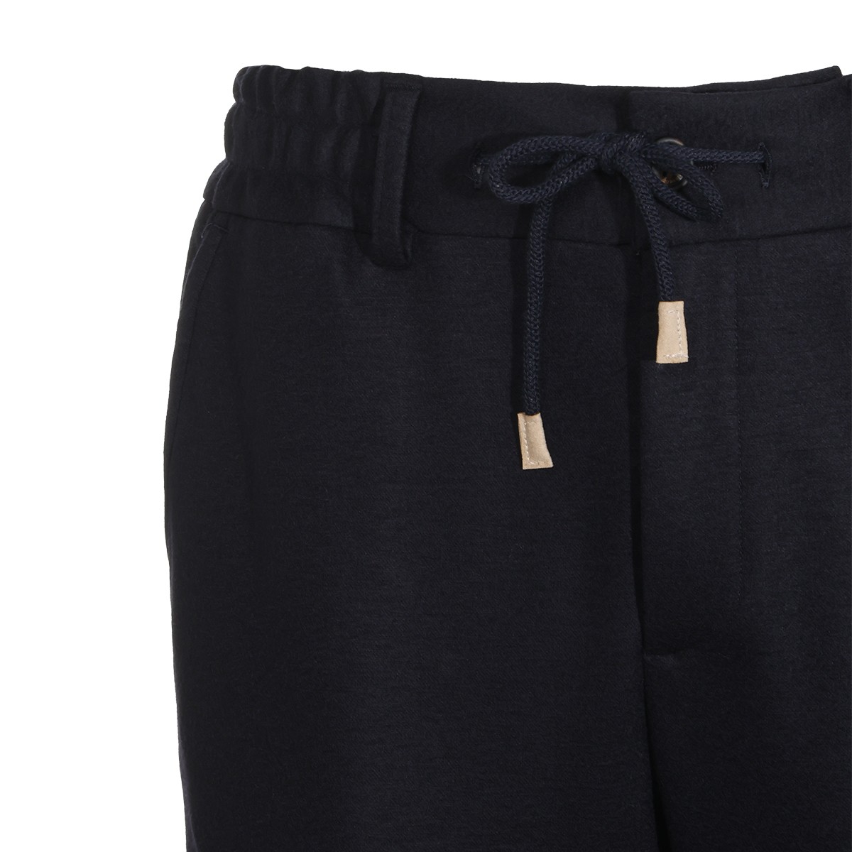 BLUE WOOL BLEND STRETCH PANTS