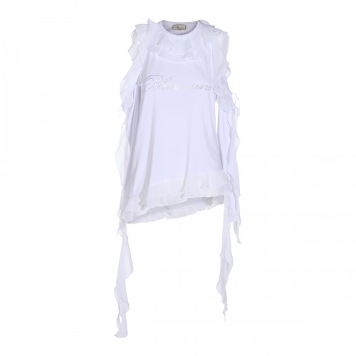WHITE COTTON STRASS T-SHIRT