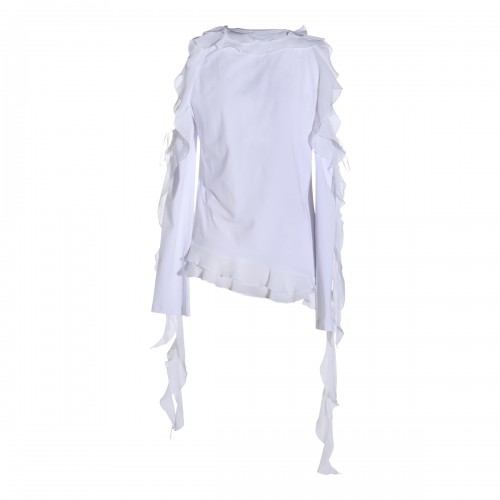 WHITE COTTON STRASS T-SHIRT 2