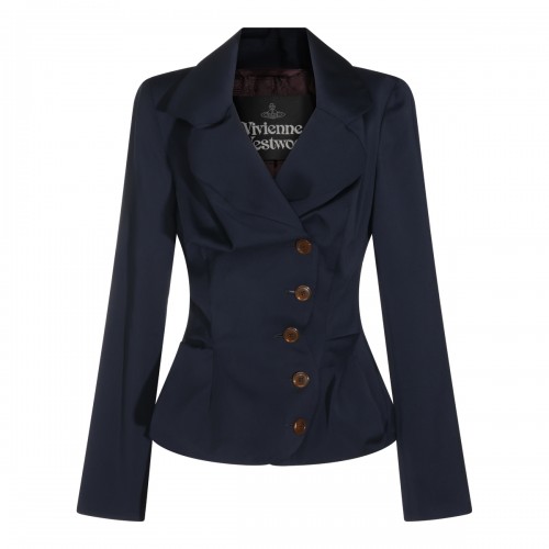 NAVY VIRGIN WOOL DRUNKEN BLAZER