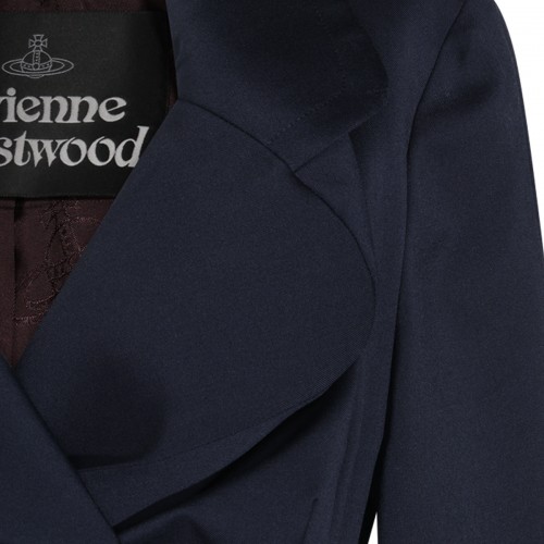 NAVY VIRGIN WOOL DRUNKEN BLAZER