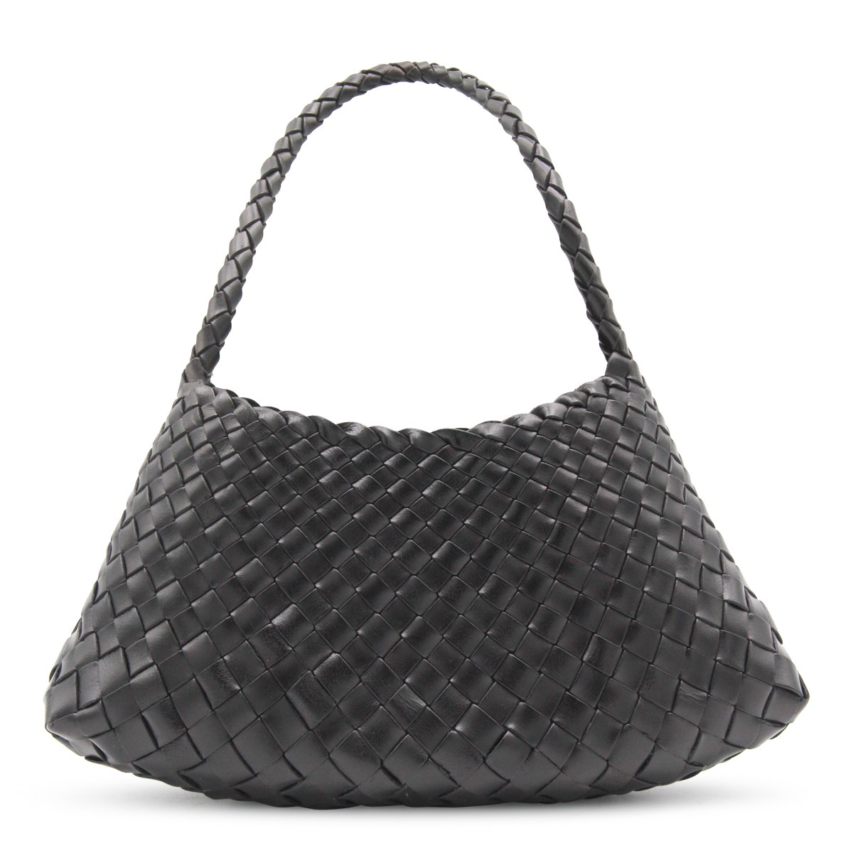 BLACK LEATHER ROSANNA SHOULDER BAG