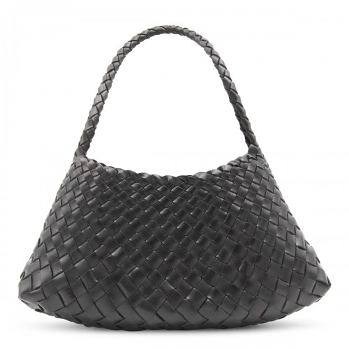 BLACK LEATHER ROSANNA SHOULDER BAG