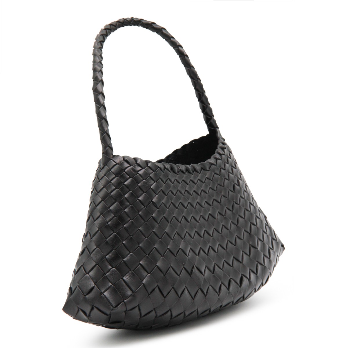 BLACK LEATHER ROSANNA SHOULDER BAG