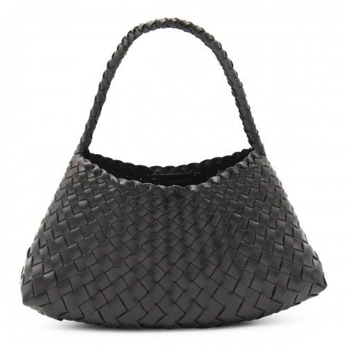 BLACK LEATHER ROSANNA SHOULDER BAG