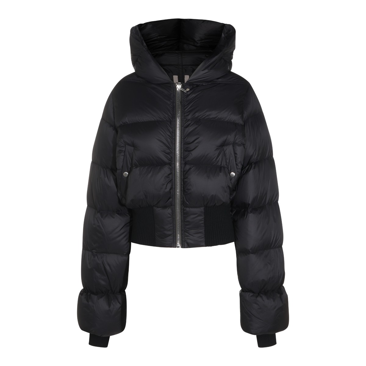 BLACK PUFFER CINCHED DOWN JACKET