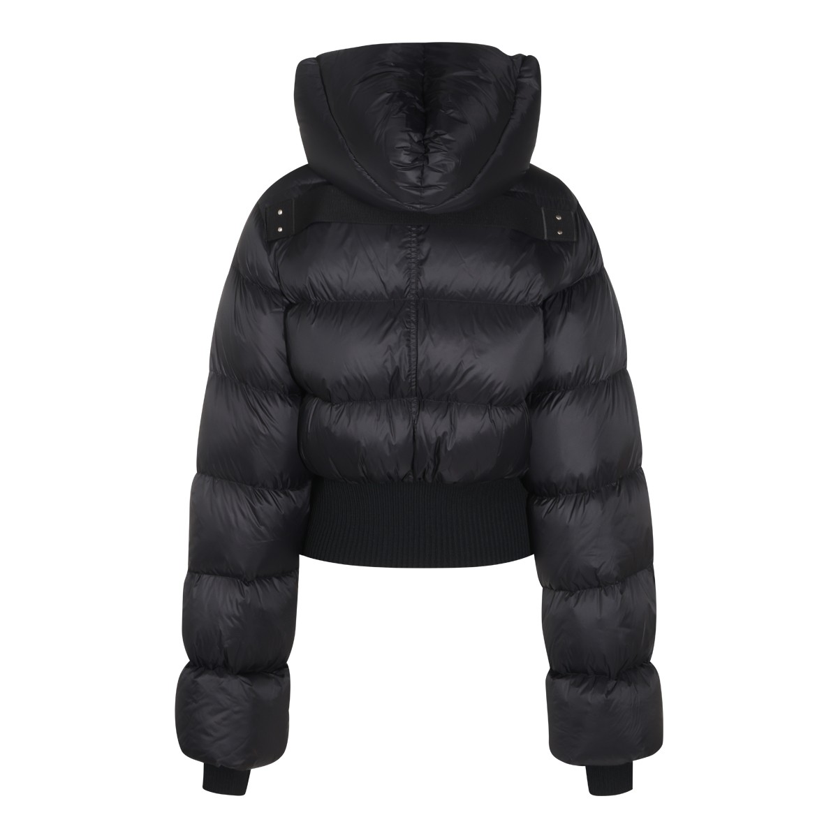 BLACK PUFFER CINCHED DOWN JACKET