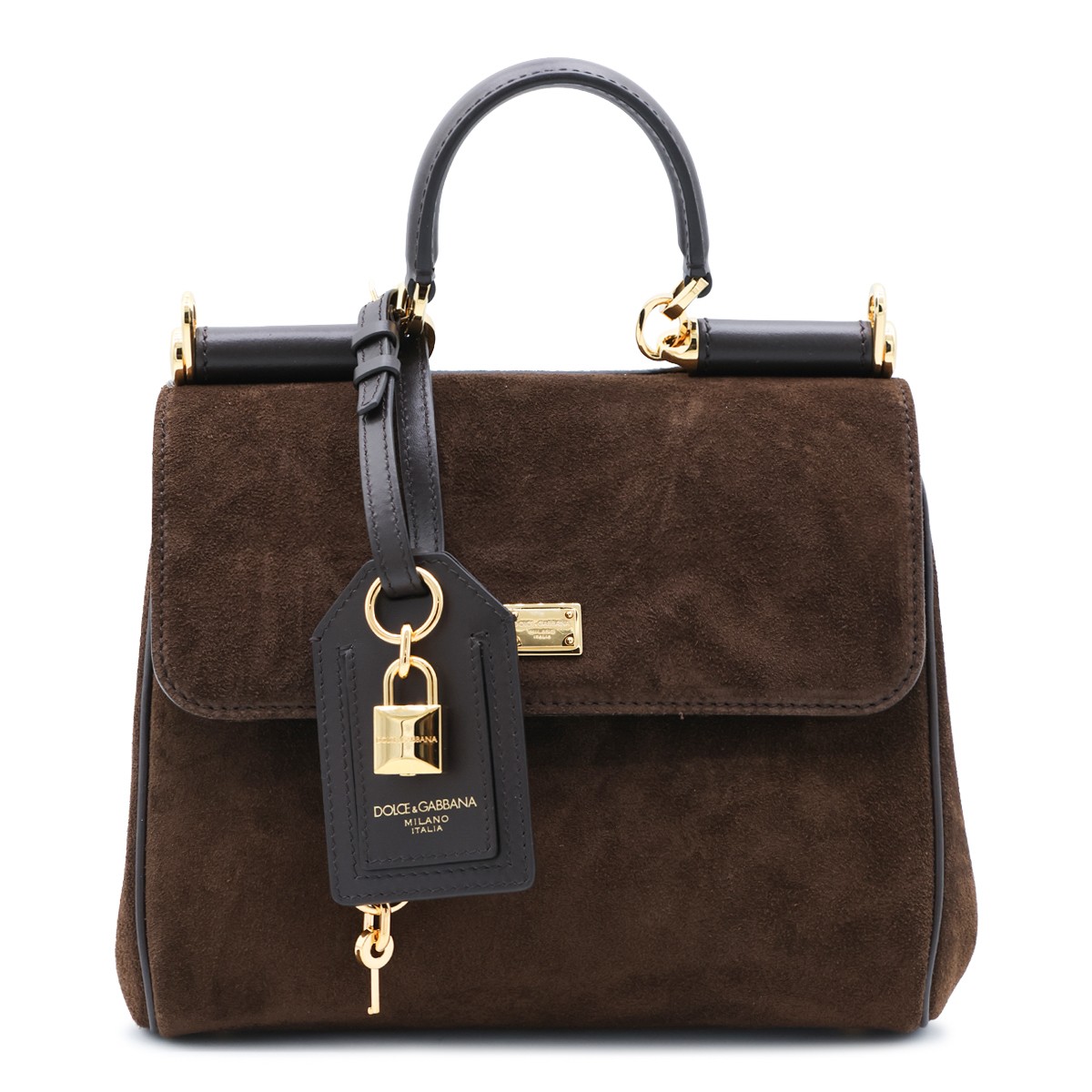 BROWN LEATHER TOP HANDLE BAG