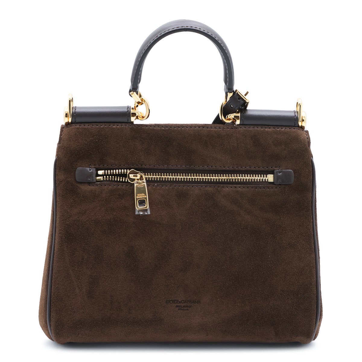 BROWN LEATHER TOP HANDLE BAG