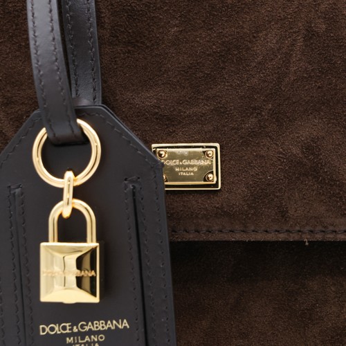BROWN LEATHER TOP HANDLE BAG