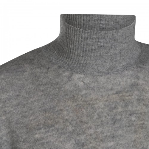 MID GREY VIRGIN WOOL AND CASHMERE BLEND SWEATER