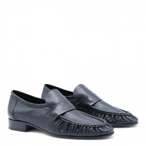BLACK LEATHER SOFT LOAFERS 2