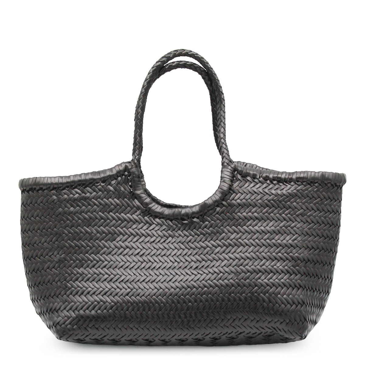 BLACK LEATHER NANTUCKET BIG TOTE BAG