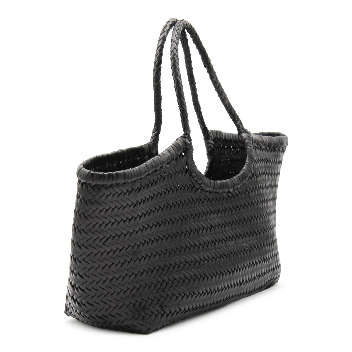 BLACK LEATHER NANTUCKET BIG TOTE BAG