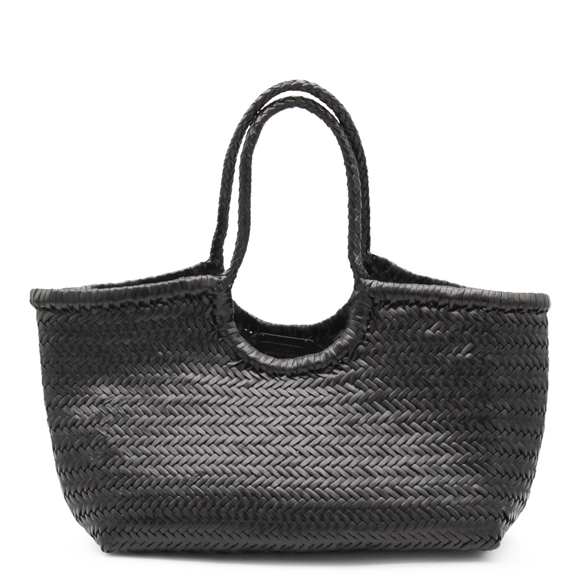 BLACK LEATHER NANTUCKET BIG TOTE BAG
