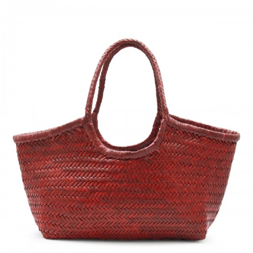 RED LEATHER NANTUCKET BIG TOTE BAG