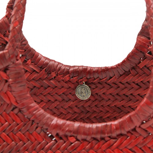 RED LEATHER NANTUCKET BIG TOTE BAG