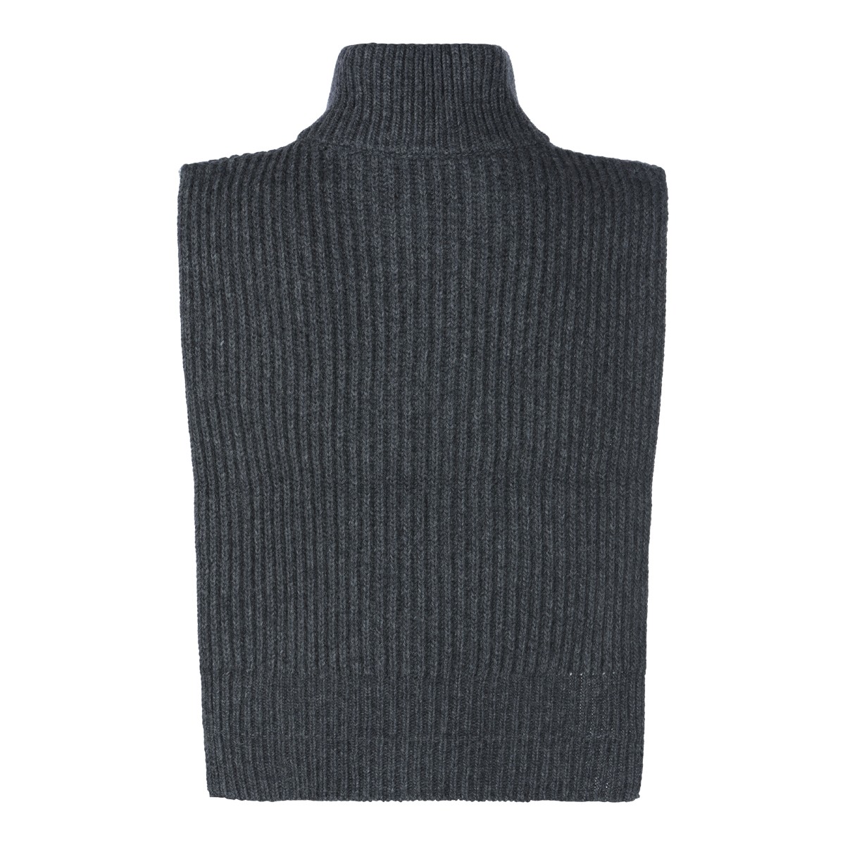 DARK GREY MELANGE WOOL STOLE VEST...