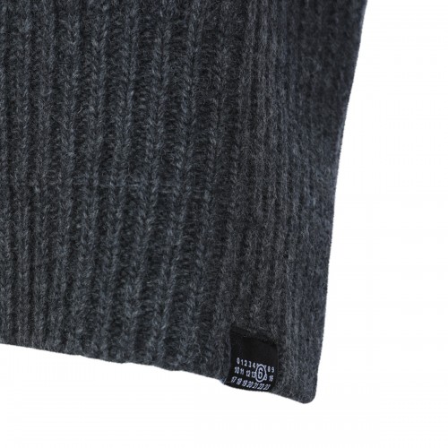 DARK GREY MELANGE WOOL STOLE VEST SWEATER