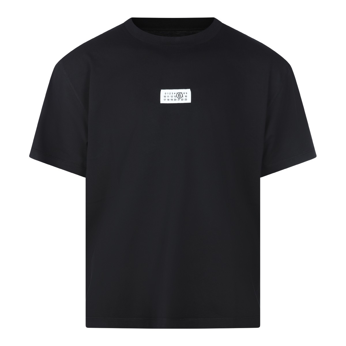 BLACK COTTON LOGO LABEL T-SHIRT