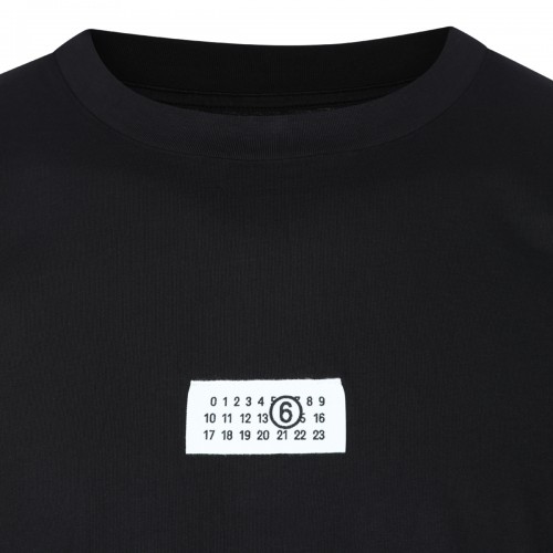 BLACK COTTON LOGO LABEL T-SHIRT