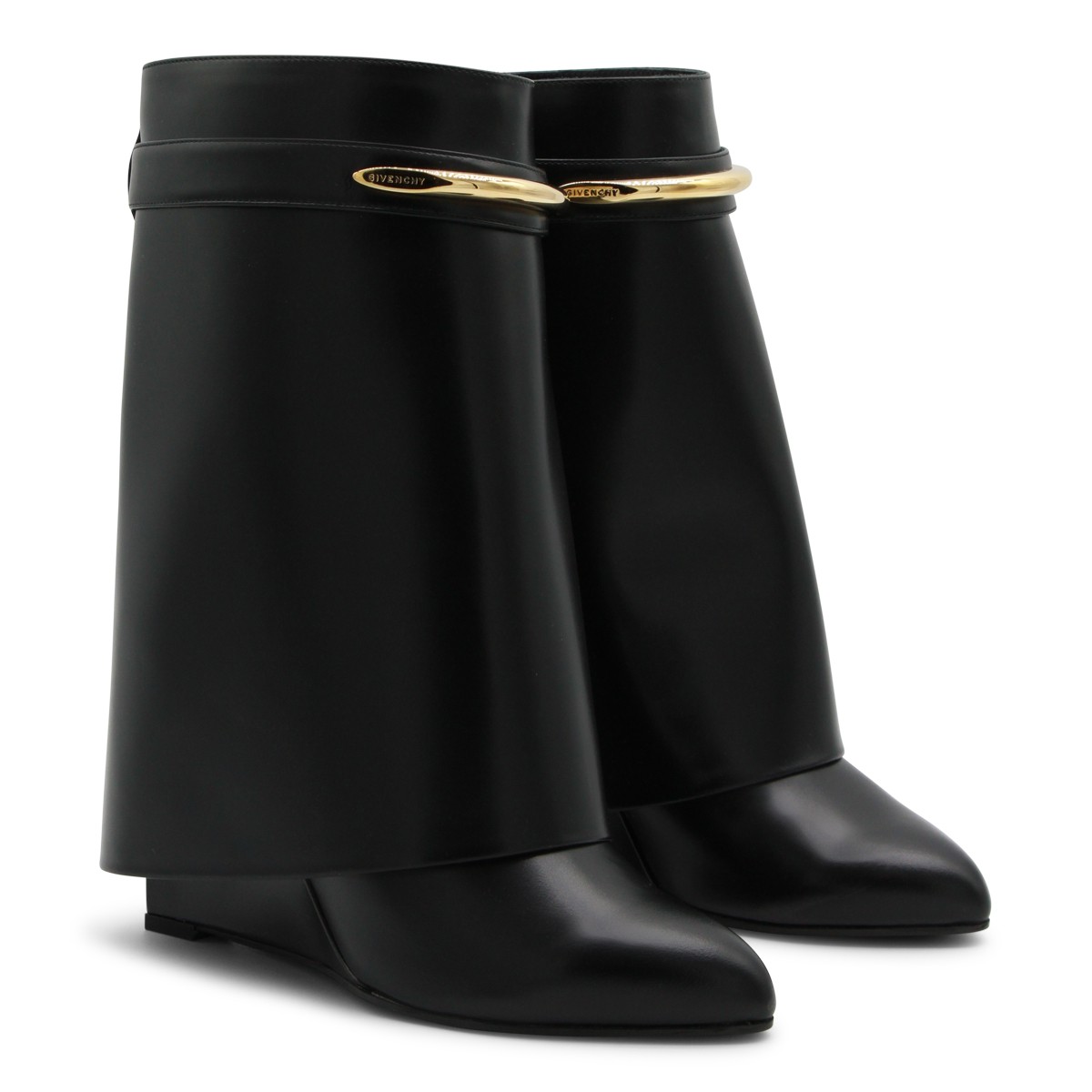 BLACK LEATHER SHARK BOOTS