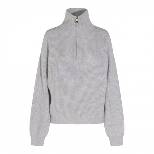 COOL GREY CASHMERE POLO SHIRT