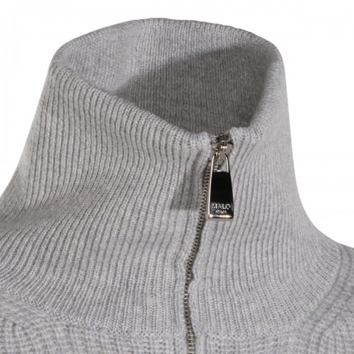 COOL GREY CASHMERE POLO SHIRT