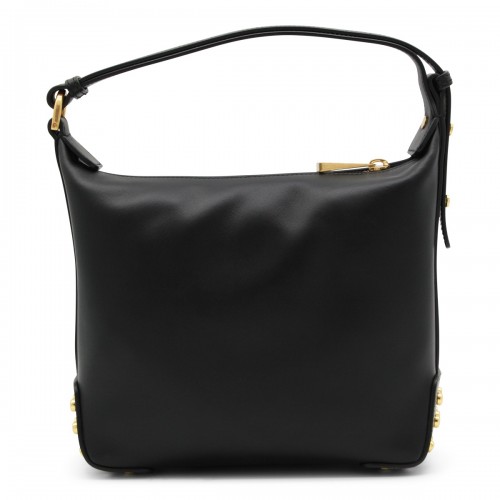 BLACK LEATHER METAL DOTS MINI SHOULDER BAG