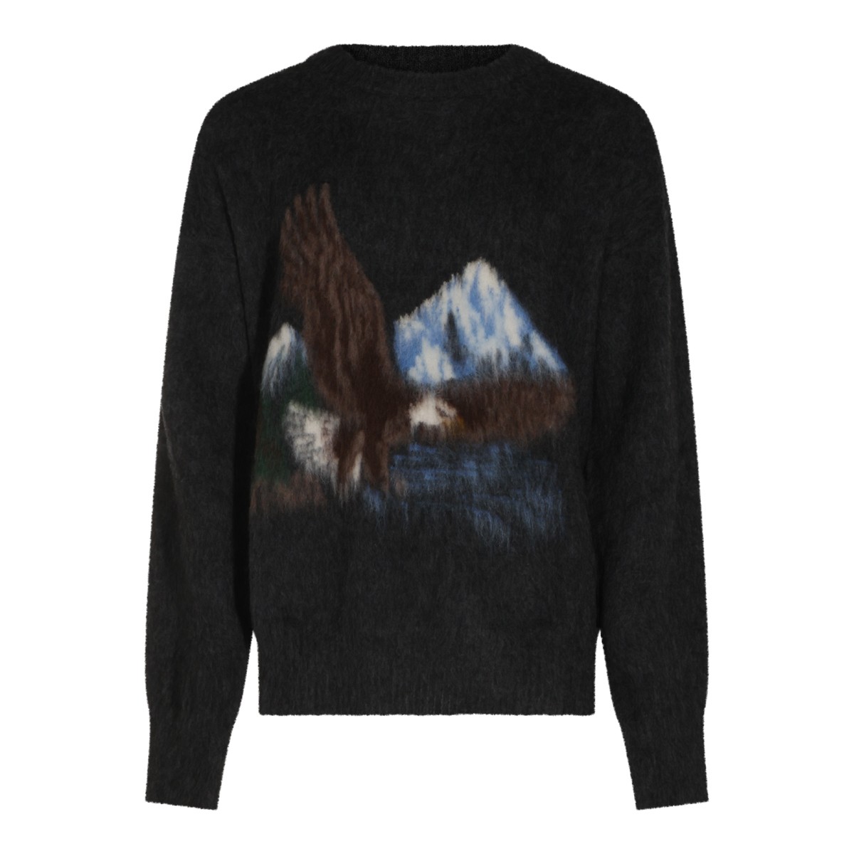 BLACK WOOL BLEND EAGLE SWEATER