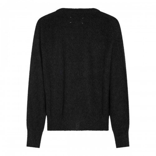 BLACK WOOL BLEND EAGLE SWEATER 2
