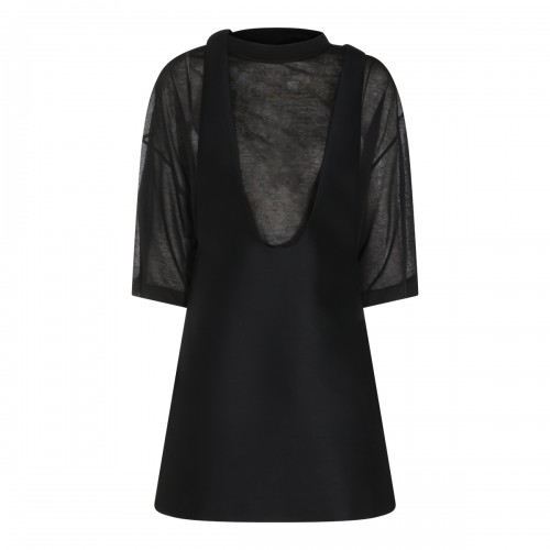 BLACK WOOL AND SILK BLEND...