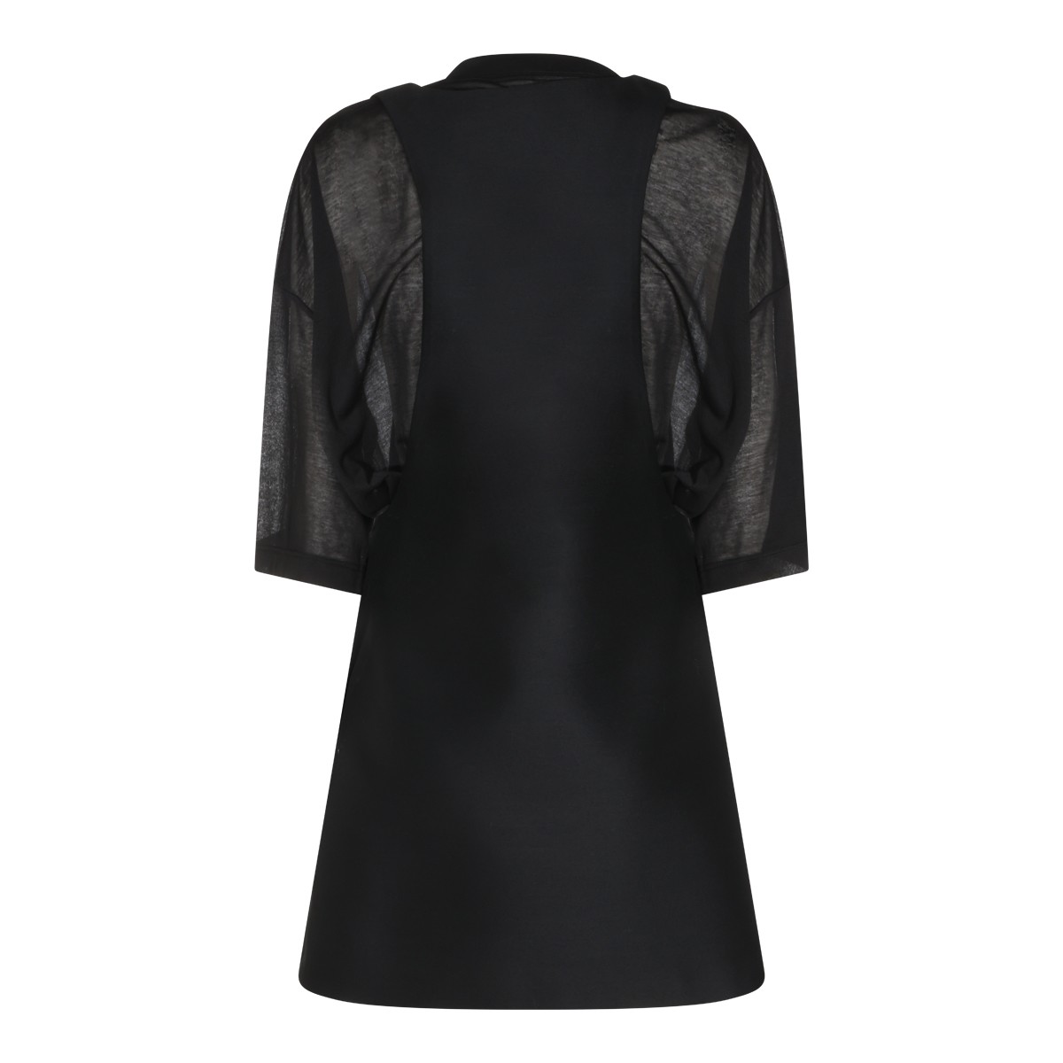 BLACK WOOL AND SILK BLEND MINI DRESS