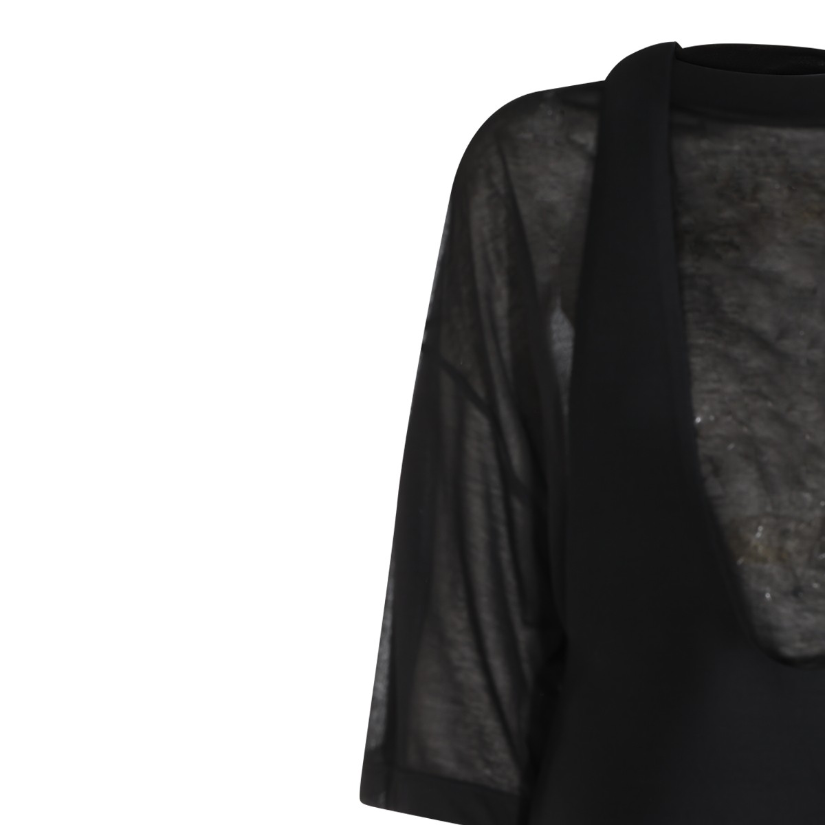 BLACK WOOL AND SILK BLEND MINI DRESS