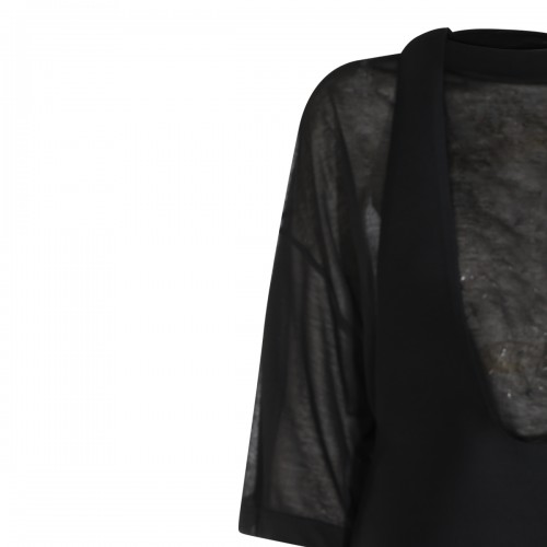 BLACK WOOL AND SILK BLEND MINI DRESS