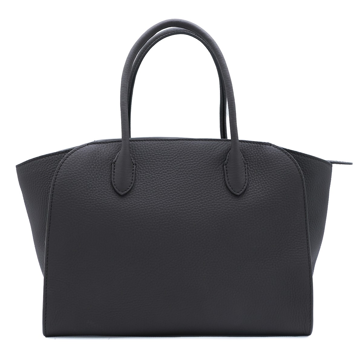 BLACK LEATHER MARLO 12 TOP HANDLE BAG