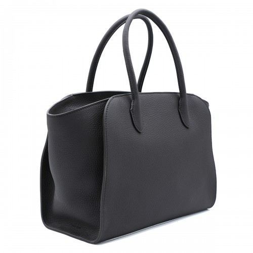 BLACK LEATHER MARLO 12 TOP HANDLE BAG
