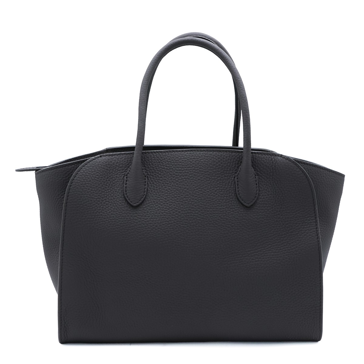 BLACK LEATHER MARLO 12 TOP HANDLE BAG
