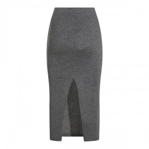 GREY CASHMERE AND SILK BLEND PENCIL KNITTED SKIRT