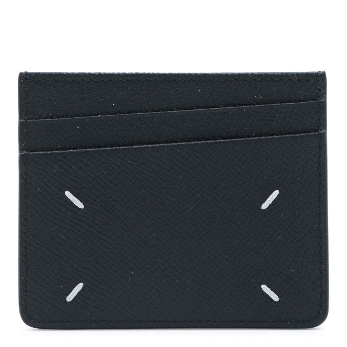 BLACK LEATHER FOUR STITCHES CARD HOLDER