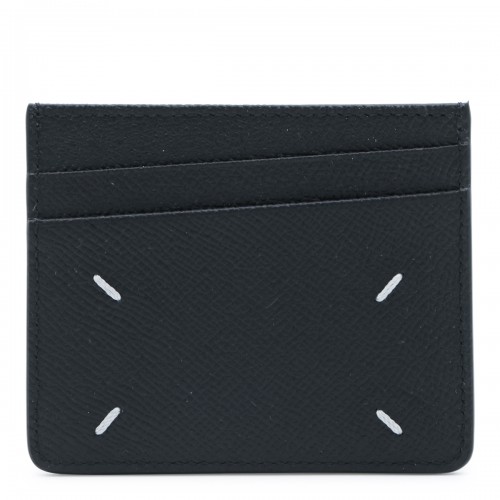 BLACK LEATHER FOUR STITCHES CARD HOLDER