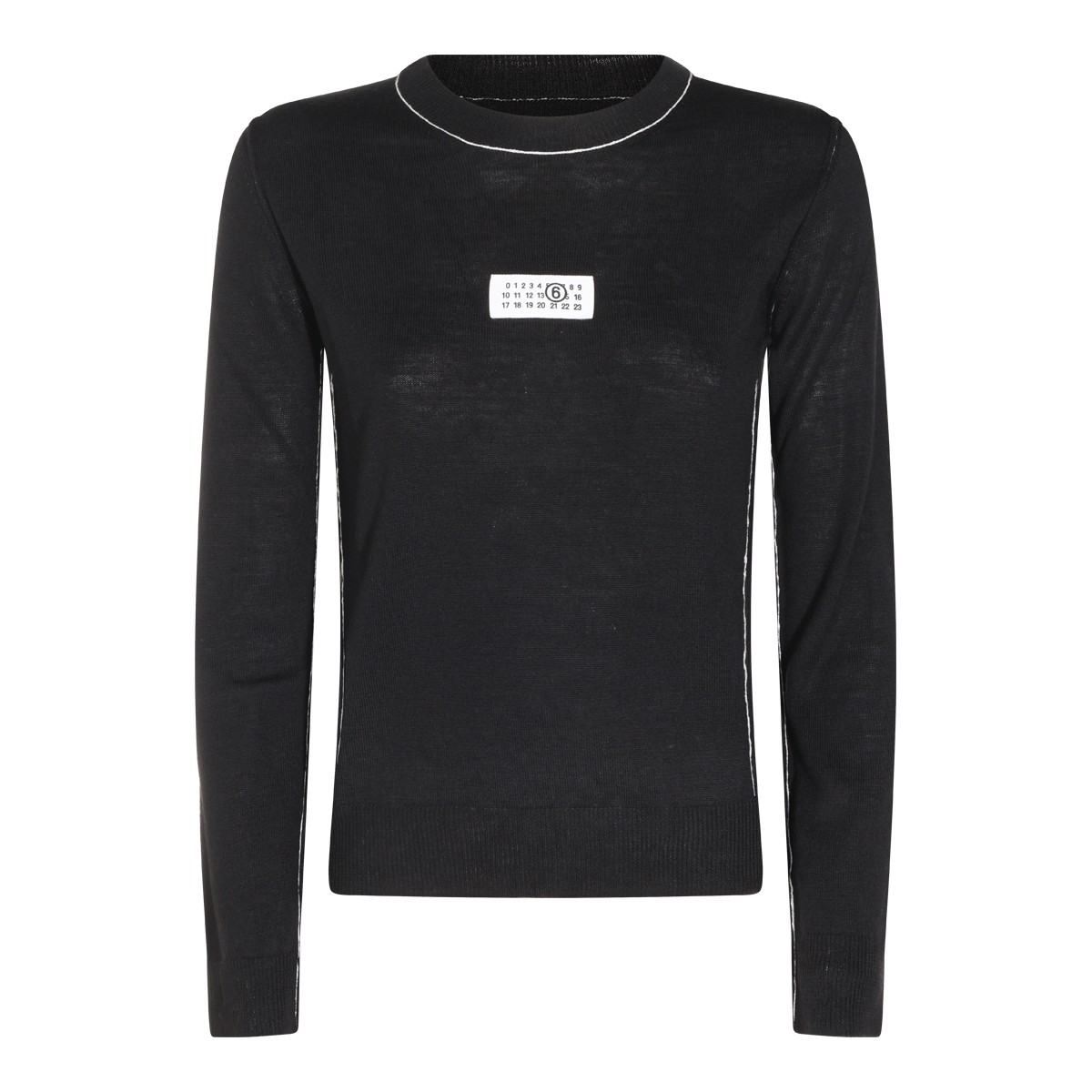 BLACK VIRGIN WOOL LOGO SWEATER