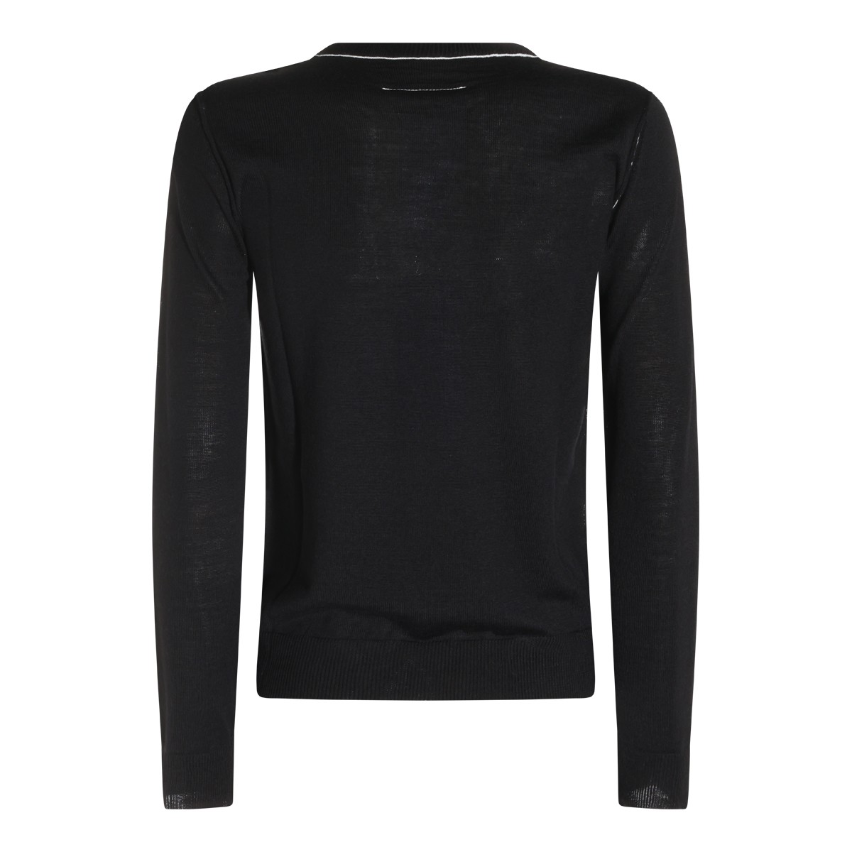 BLACK VIRGIN WOOL LOGO SWEATER