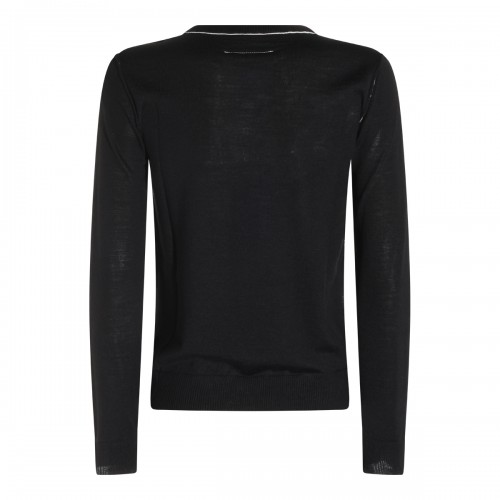 BLACK VIRGIN WOOL LOGO SWEATER
