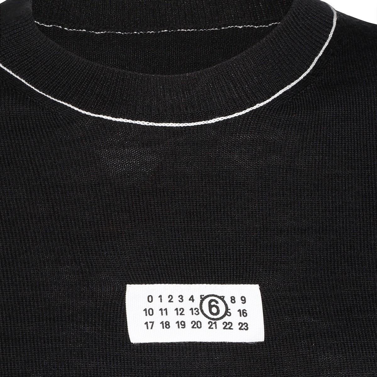 BLACK VIRGIN WOOL LOGO SWEATER