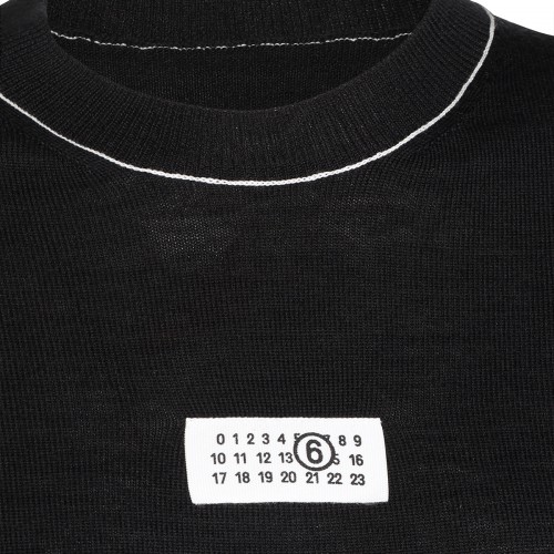 BLACK VIRGIN WOOL LOGO SWEATER