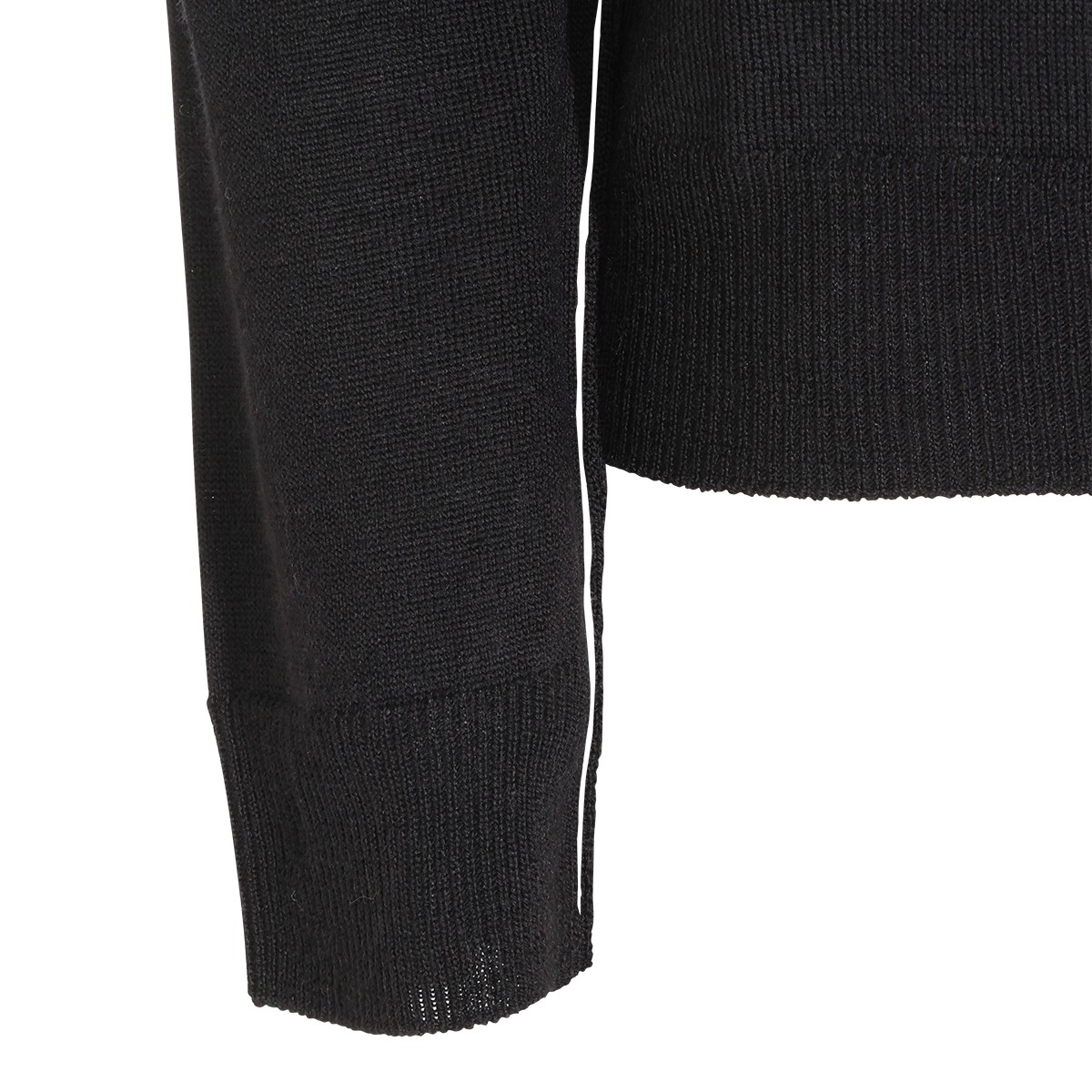 BLACK VIRGIN WOOL LOGO SWEATER