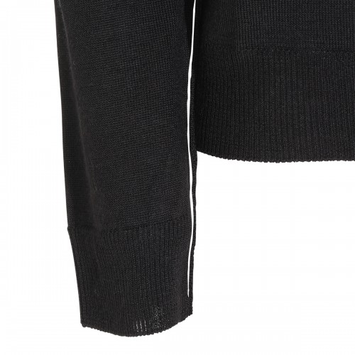 BLACK VIRGIN WOOL LOGO SWEATER